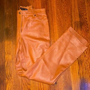 Adrienne Vittadini Brown Leather Pants